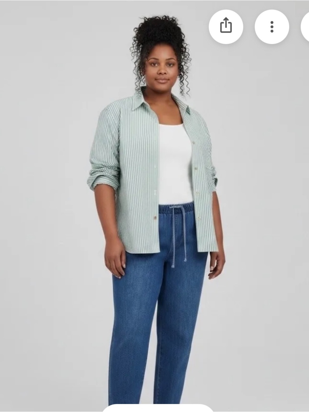 Drawstring Denim Pants - Picture 2 of 6